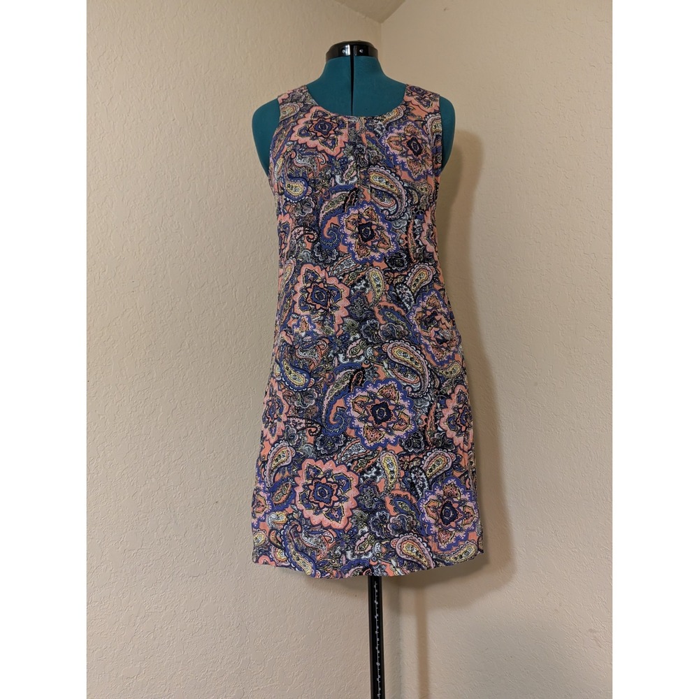Desigual Vest Horizonte Paisley Mandala Sleeveless Shift Dress Blue Pink Small